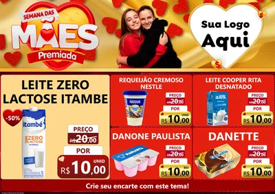 Modelo de Encarte para Encarte A4 Horizontal com o tema Semana das Mães Premiada para Frios e Laticínios