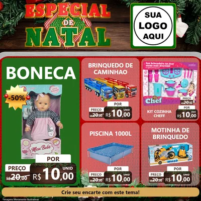 Modelo de Rede Social para Feed Facebook com o tema Especial de Natal para Brinquedos