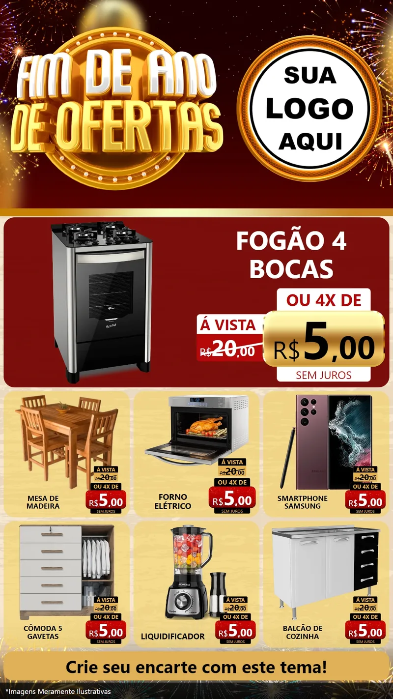 Modelo de Rede Social para Stories com o tema Fim de Ano de Ofertas para Móveis e Eletro
