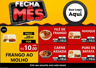 Modelo de Encarte para Encarte A4 Horizontal com o tema Fecha Mês para Restaurante