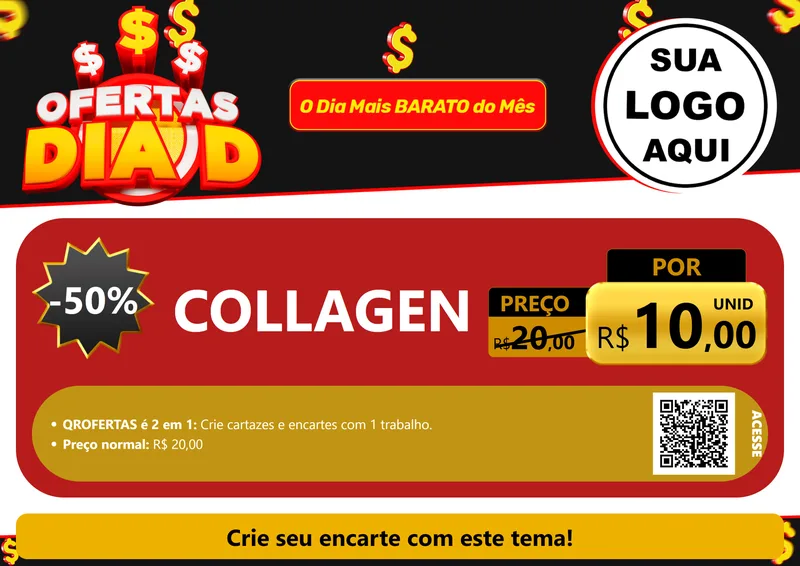 Modelo de Cartaz para Cartaz A4 Horizontal com o tema Ofertas Dia D para Suplementos alimentares
