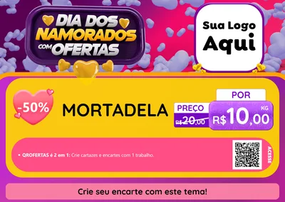 Modelo de Cartaz para Cartaz A4 Horizontal com o tema Dia Dos Namorados Com Ofertas para Frios e Laticínios