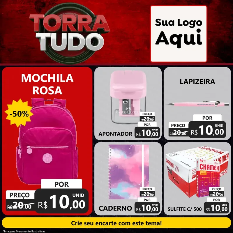 Modelo de Rede Social para Feed Facebook com o tema Torra Tudo para Papelaria