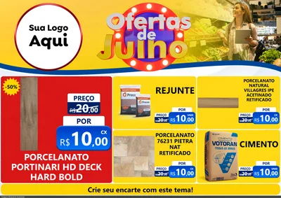 Modelo de Encarte para Encarte A4 Horizontal com o tema Ofertas de Julho para Pisos e revestimentos