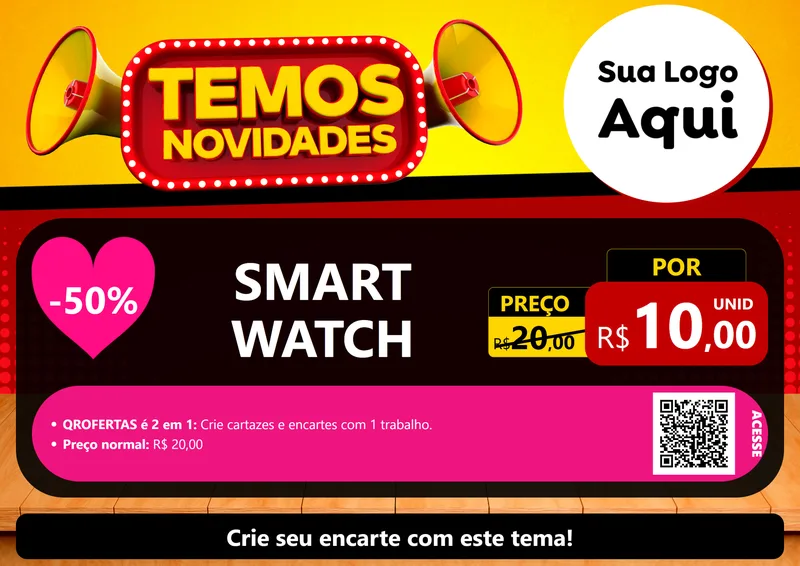 Modelo de Cartaz para Cartaz A4 Horizontal com o tema Temos Novidades para Informática