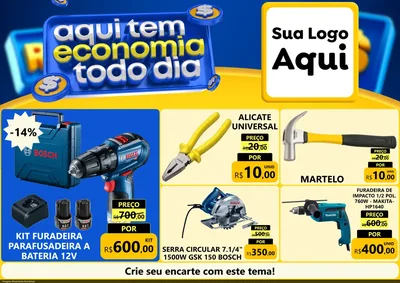 Modelo de Encarte para Encarte A4 Horizontal com o tema Aqui Tem Economia Todo Dia para Maquinas e Ferramentas