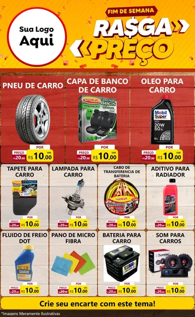 Modelo de Encarte para Encarte Grande com o tema Fim de Semana Rasga Preços para Auto peças