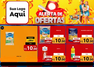 Modelo de Encarte para Encarte A4 Horizontal com o tema Alerta de Ofertas para Supermercado