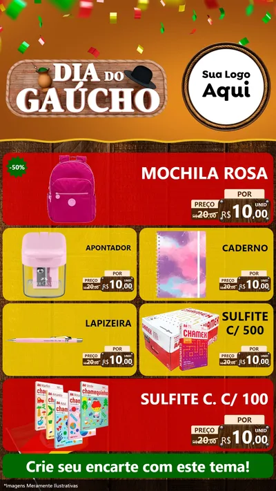 Modelo de TV para TV Vertical com o tema Dia do Gaúcho para Papelaria