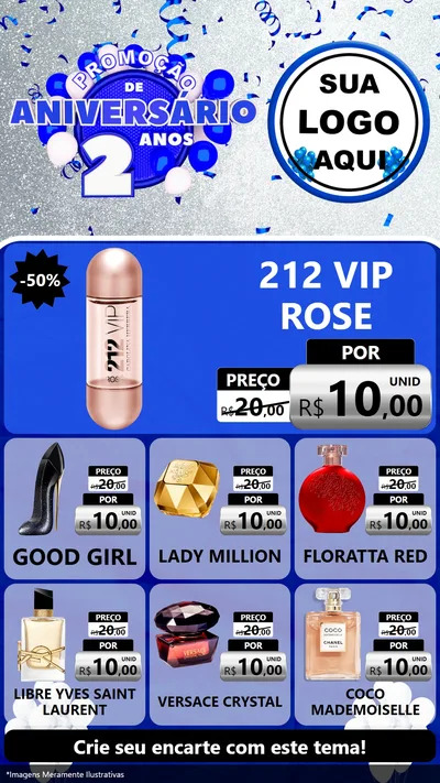 Modelo de Rede Social para Stories com o tema Promoção de Aniversário - 2 Anos para Perfumes