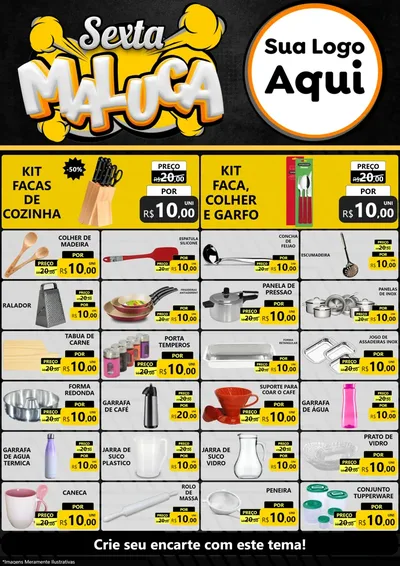 Modelo de Encarte para Encarte A4 Vertical com o tema Sexta Maluca para Utilidades Domésticas