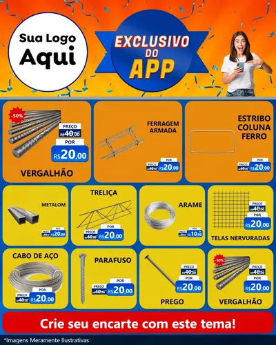 Modelo de Rede Social para Feed Instagram com o tema Exclusivo do Aplicativo para Ferragens