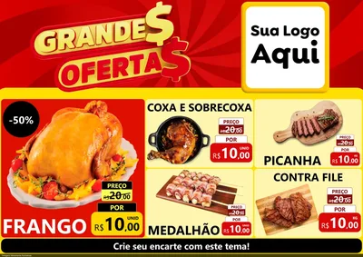Modelo de Encarte para Encarte A4 Horizontal com o tema Grandes Ofertas para Assados