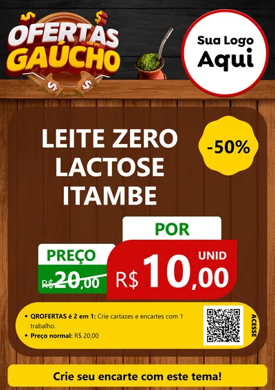 Modelo de Cartaz para Cartaz A4 Vertical com o tema Ofertas Dia do Gaúcho para Frios e Laticínios