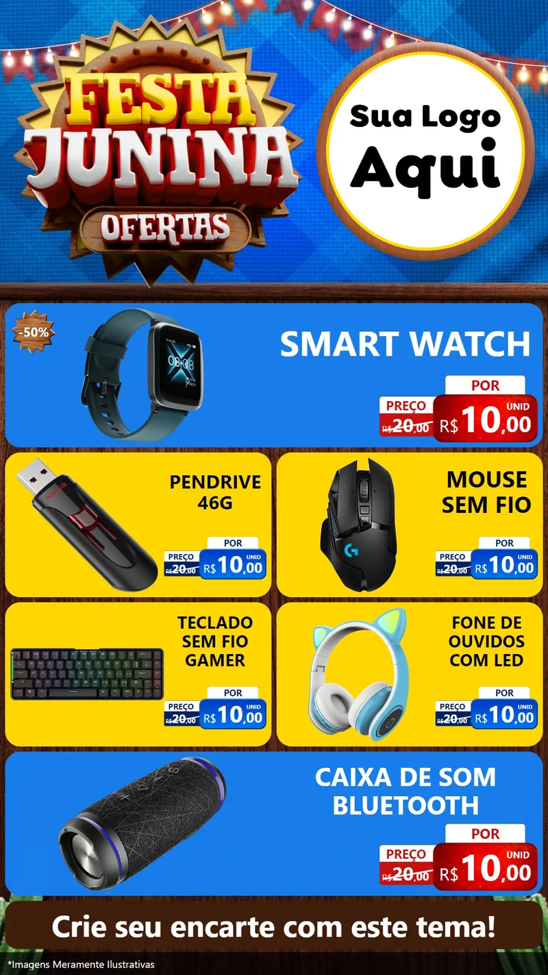 Modelo de TV para TV Vertical com o tema Festa Junina Ofertas para Informática