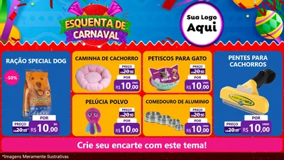 Modelo de TV para TV Horizontal com o tema Esquenta de Carnaval para Pet Shop