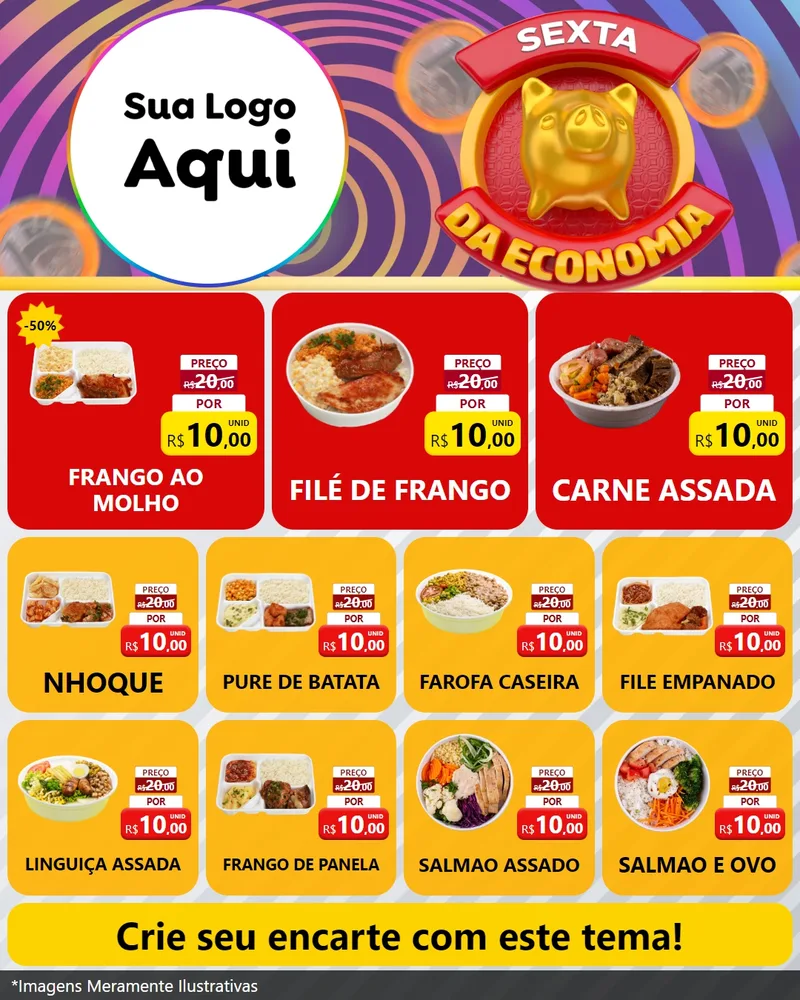 Modelo de Rede Social para Feed Instagram com o tema Sexta da Economia para Restaurante