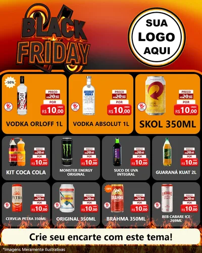 Modelo de Rede Social para Feed Instagram com o tema Black Friday para Distribuidora de bebidas