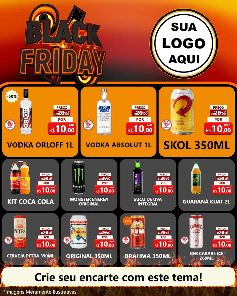 Modelo de Rede Social para Feed Instagram com o tema Black Friday para Distribuidora de bebidas