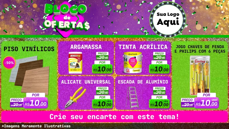 Modelo de TV para TV Horizontal com o tema Bloco de Ofertas para Material para Construção