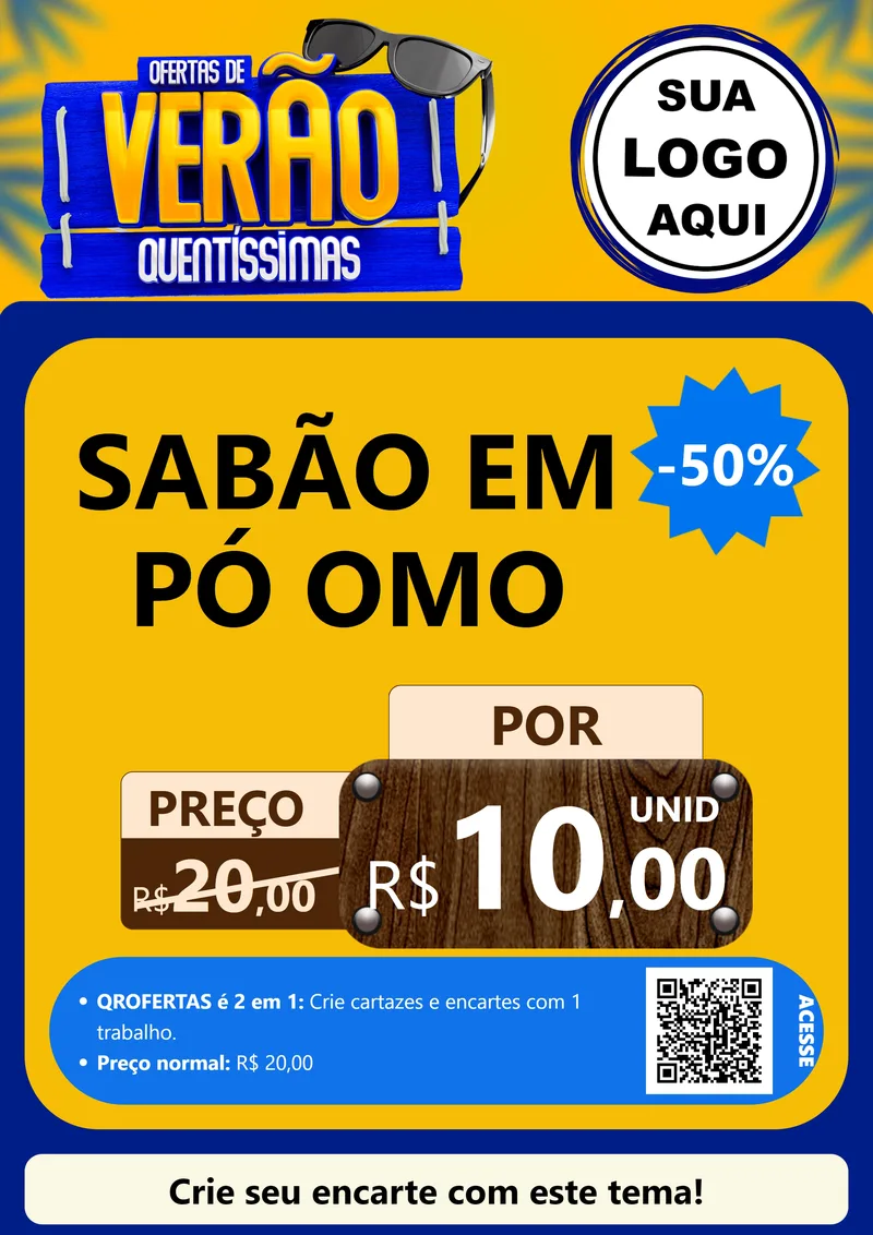 Modelo de Cartaz para Cartaz A4 Vertical com o tema Ofertas de Verão Quentíssimas para Produtos de Limpeza