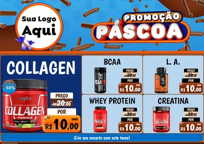 Modelo de Encarte para Encarte A4 Horizontal com o tema Promoção Páscoa para Suplementos alimentares