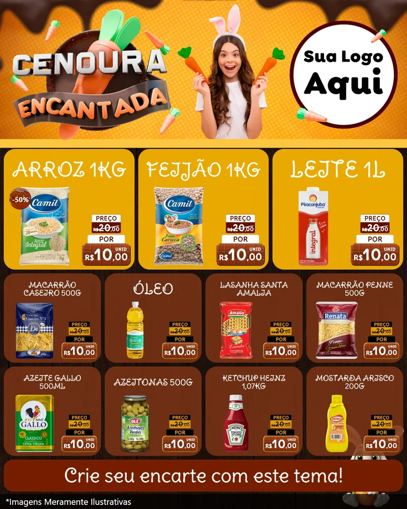 Modelo de Rede Social para Feed Instagram com o tema Cenoura Encantada - Páscoa para Supermercado