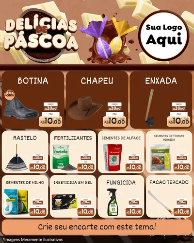 Modelo de Rede Social para Feed Instagram com o tema Delícias de Páscoa para Agropecuária