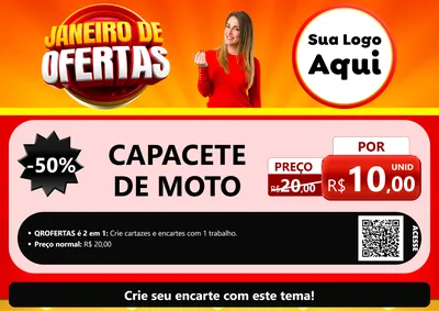 Modelo de Cartaz para Cartaz A4 Horizontal com o tema Janeiro de Ofertas para Moto peças