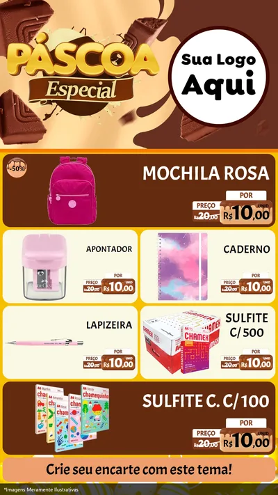 Modelo de TV para TV Vertical com o tema Páscoa Especial para Papelaria