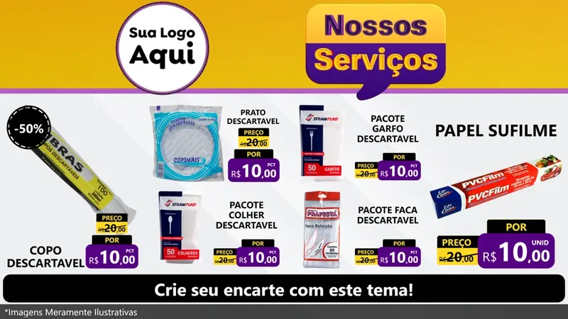 Modelo de TV para TV Horizontal com o tema Nossos Serviços para Embalagens