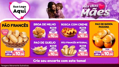 Modelo de TV para TV Horizontal com o tema Mês das Mães para Padaria