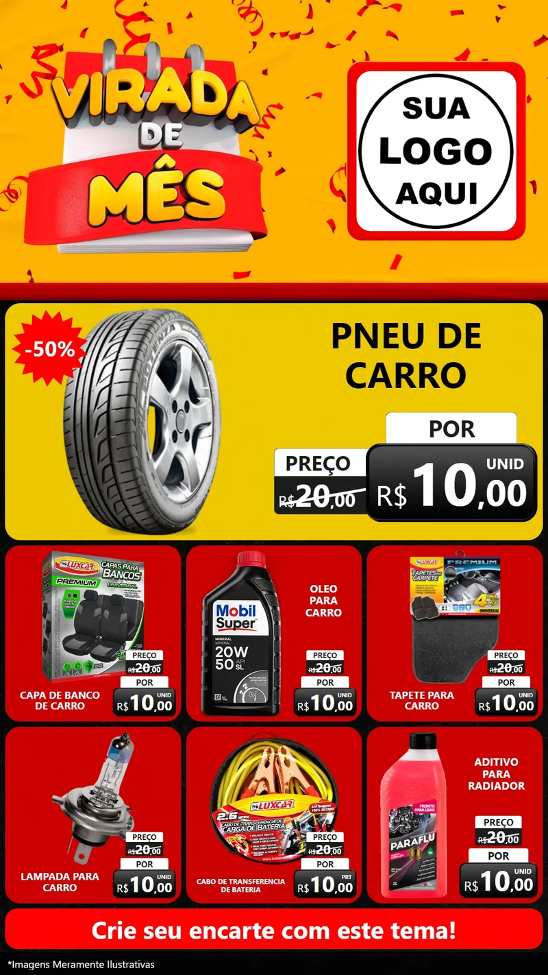 Modelo de Rede Social para Stories com o tema Virada de Mês para Auto peças