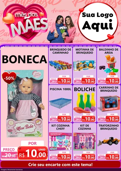 Modelo de Encarte para Encarte A4 Vertical com o tema Mês Das Mães para Brinquedos