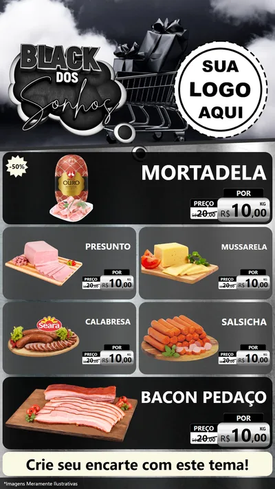 Modelo de TV para TV Vertical com o tema Black dos Sonhos para Frios e Laticínios