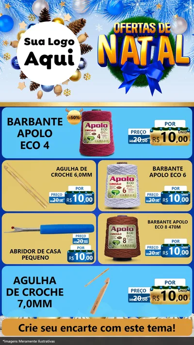 Modelo de TV para TV Vertical com o tema Ofertas de Natal para Armarinho e Aviamentos