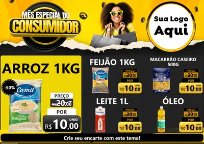 Modelo de Encarte para Encarte A4 Horizontal com o tema Mês Especial do Consumidor para Supermercado