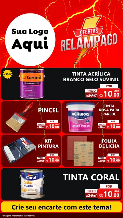 Modelo de TV para TV Vertical com o tema Ofertas Relâmpago para Tintas e Ferramentas