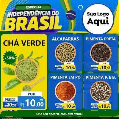 Modelo de Rede Social para Feed Facebook com o tema Especial Independência do Brasil para Produtos Naturais