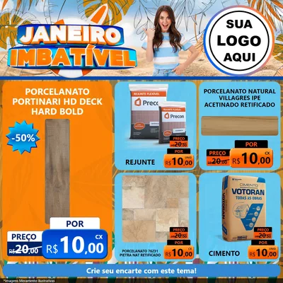 Modelo de Rede Social para Feed Facebook com o tema Janeiro Imbatível para Pisos e revestimentos