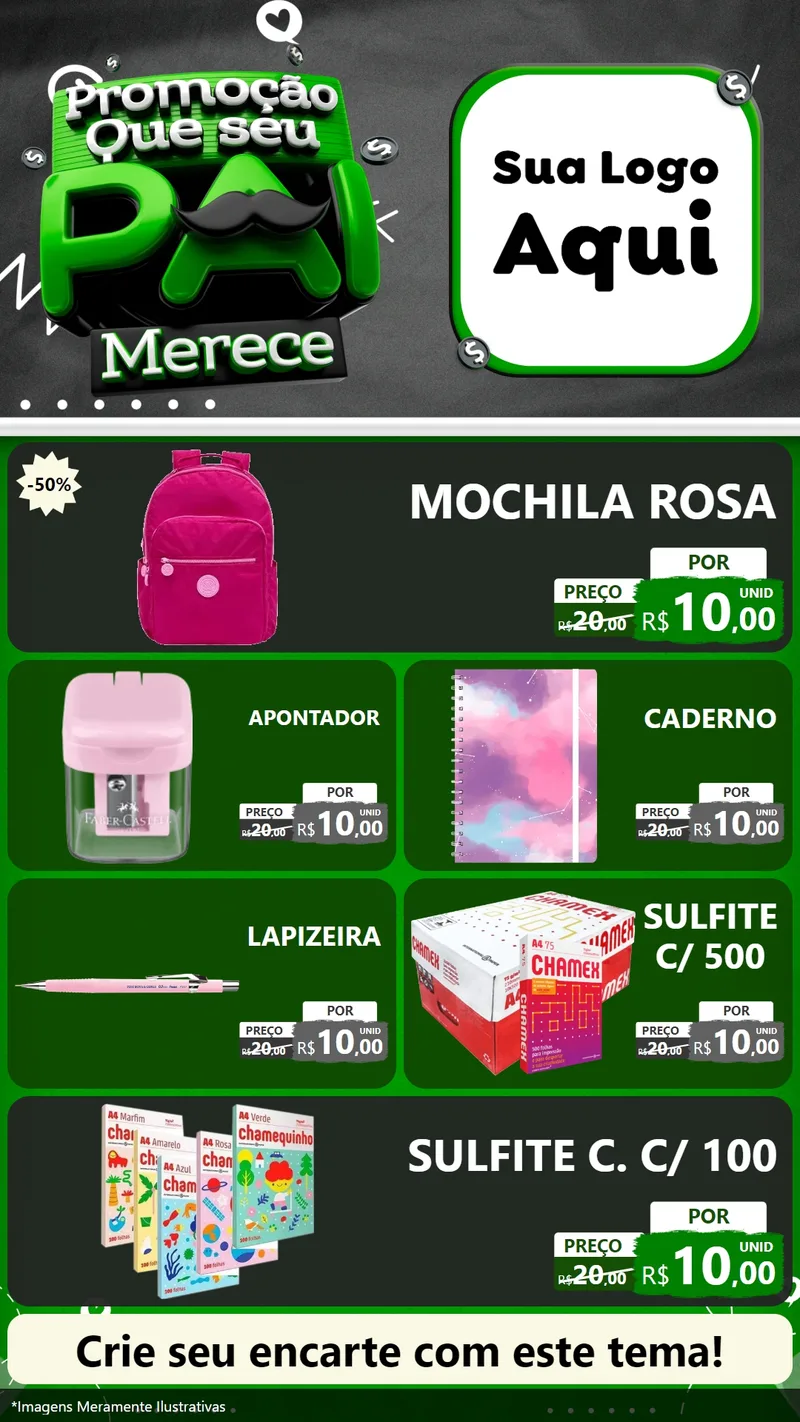 Modelo de TV para TV Vertical com o tema Promoção Que seu Pai Merece para Papelaria