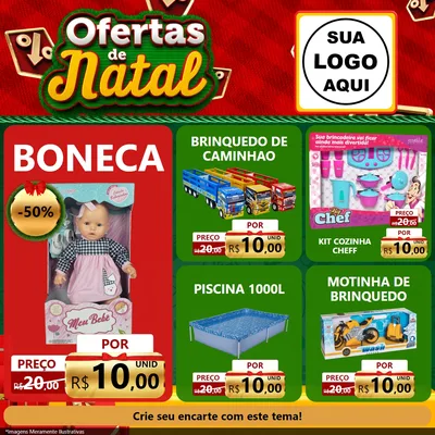 Modelo de Rede Social para Feed Facebook com o tema Ofertas de Natal para Brinquedos