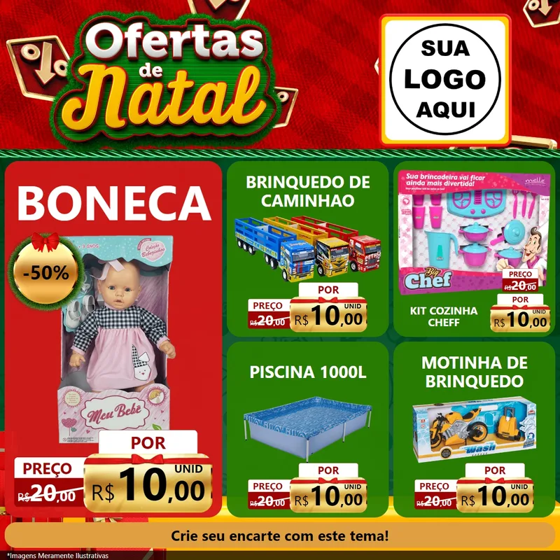 Modelo de Rede Social para Feed Facebook com o tema Ofertas de Natal para Brinquedos
