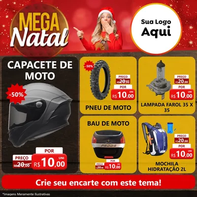 Modelo de Rede Social para Feed Facebook com o tema Mega Natal para Moto peças