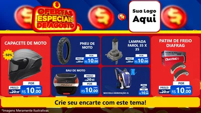 Modelo de TV para TV Horizontal com o tema Ofertas Especiais de Agosto para Moto peças