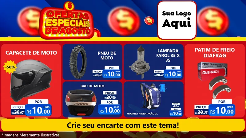Modelo de TV para TV Horizontal com o tema Ofertas Especiais de Agosto para Moto peças