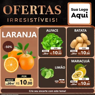 Modelo de Rede Social para Feed Facebook com o tema Ofertas Irresistíveis! para Hortifrúti