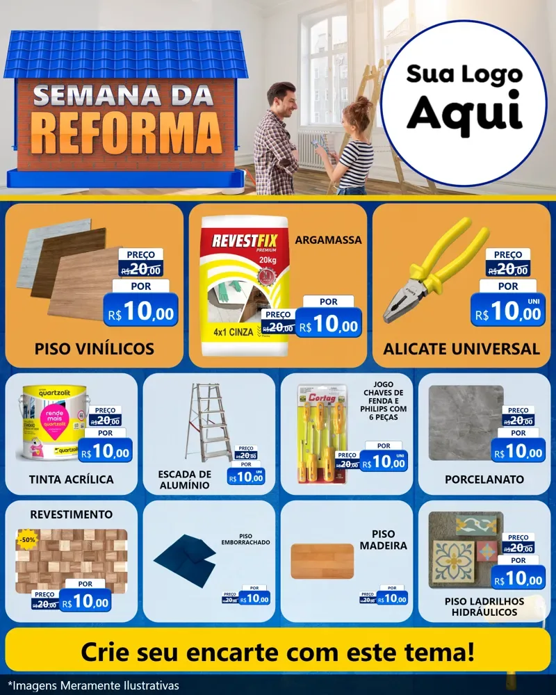 Modelo de Rede Social para Feed Instagram com o tema Semana da Reforma para Material para Construção