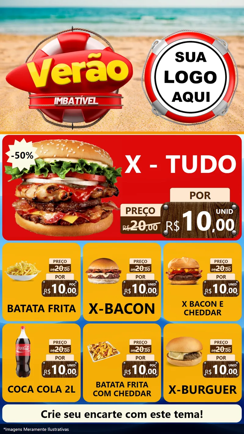 Modelo de Rede Social para Stories com o tema Verão Imbatível para Hamburgueria