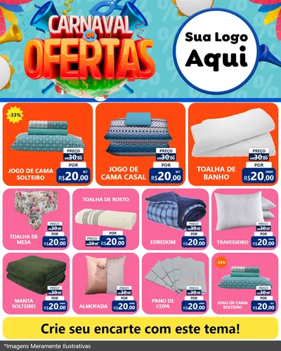 Modelo de Rede Social para Feed Instagram com o tema Carnaval de Ofertas para Cama, Mesa e Banho